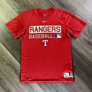 Texas Rangers‎ Baseball T Shirt Nike BSBL Dri-Fit Red Short Sleeve Men Small